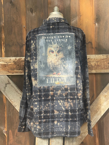 Though She Be But Little Art Flannel- Distressed Black